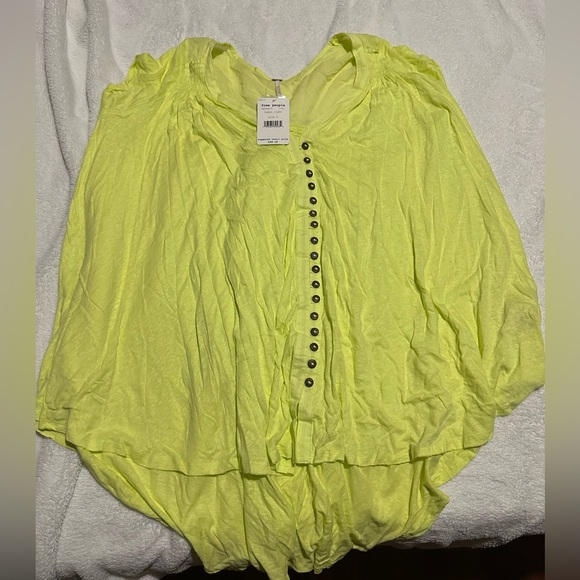 Free People Neon Yellow Blouse - Picture 3 of 3